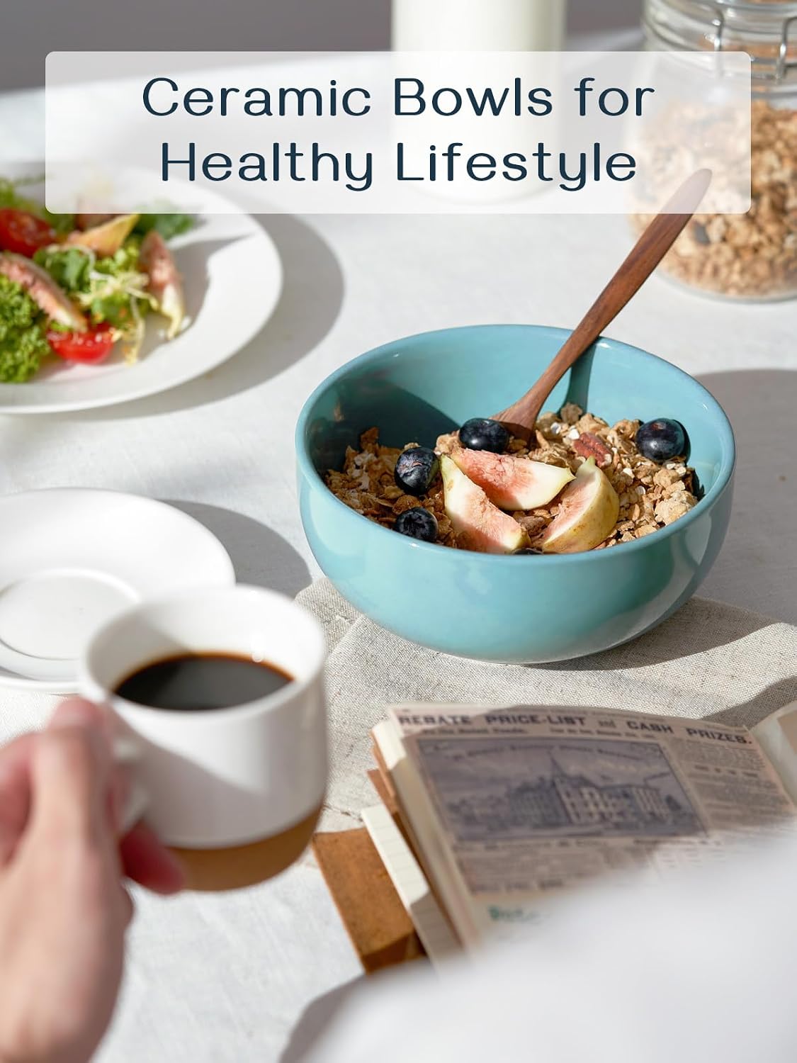 Detalle de DOWAN 22 oz Ceramic Soup Bowl set of 4 🥣