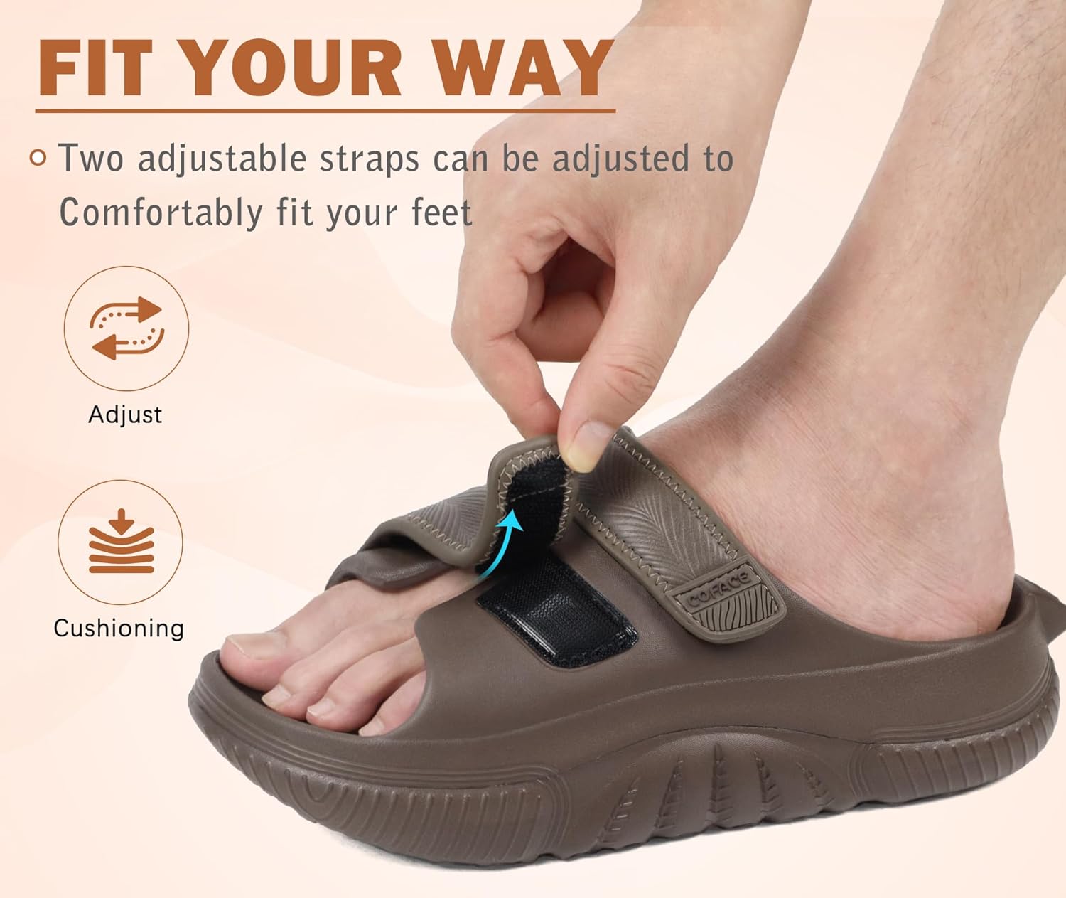 Thumbnail 5 de COFACE Herren-Recovery-Sandalen Orthopädische Geh-Slides für Männer | Gepolsterte Sandalen 40–48