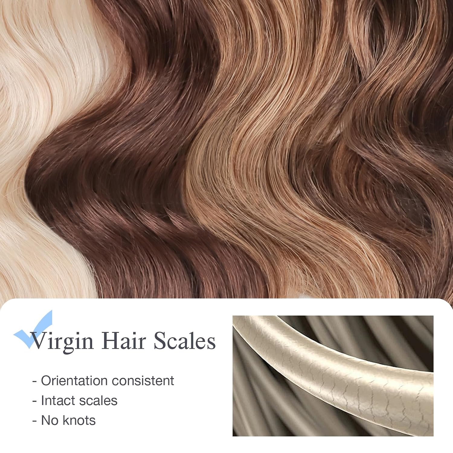 Detalle de DOORES Microlink Hair Extensions: Natural Black, 18 Inch Virgin Remy Micro Loop