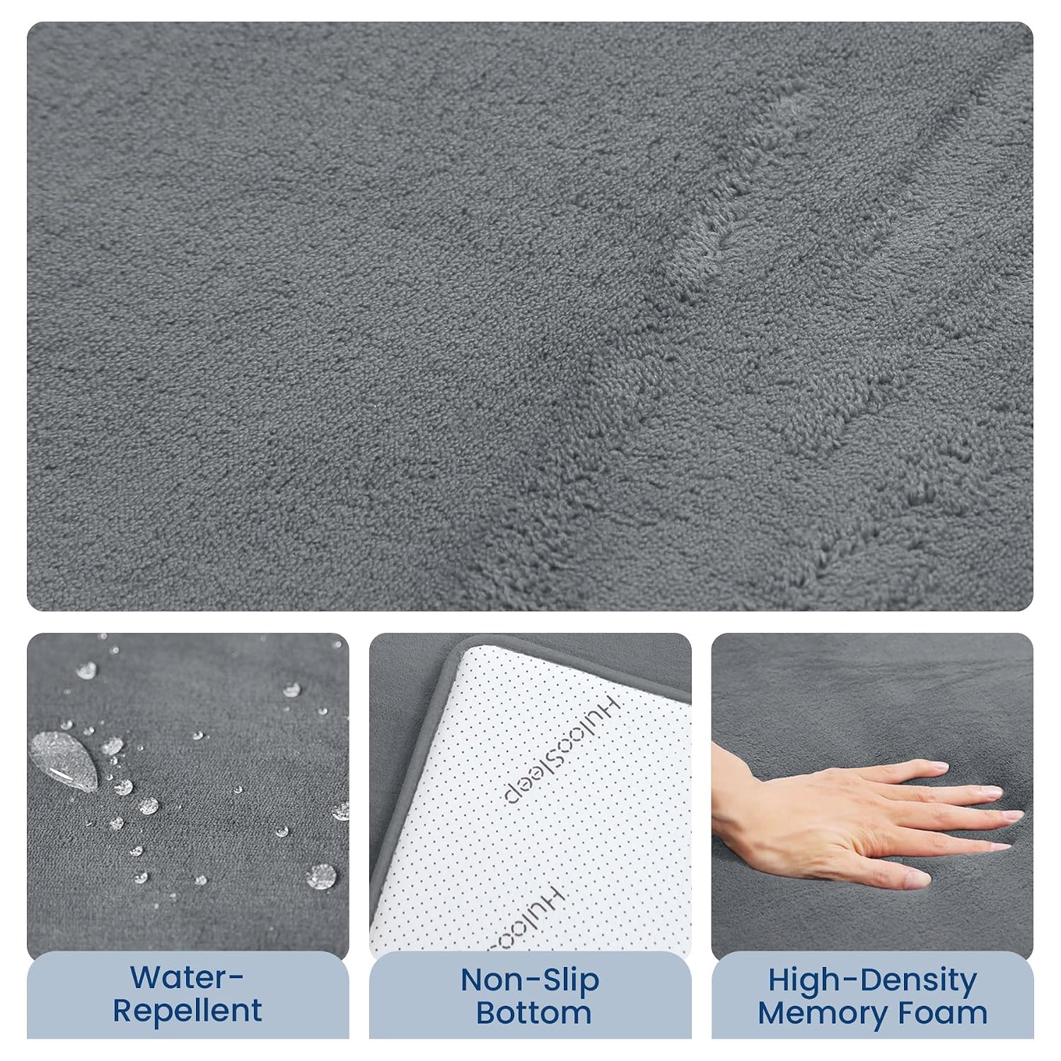 Detalle de Huloo Sleep Baby Play Mat (1.3" Thick Elasti-Foam) 50"×50" in Dark Grey