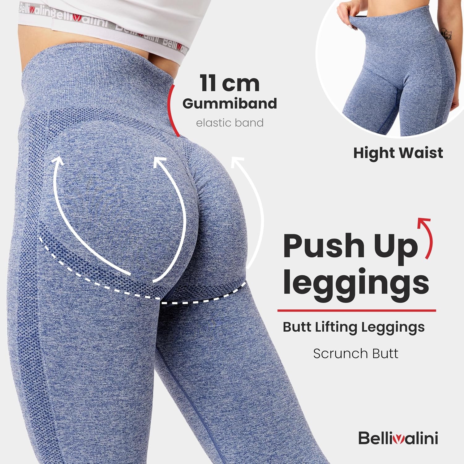 Detalle de Bellivalini BLV50-254 sportlegging voor dames met hoge taille en scrunch
