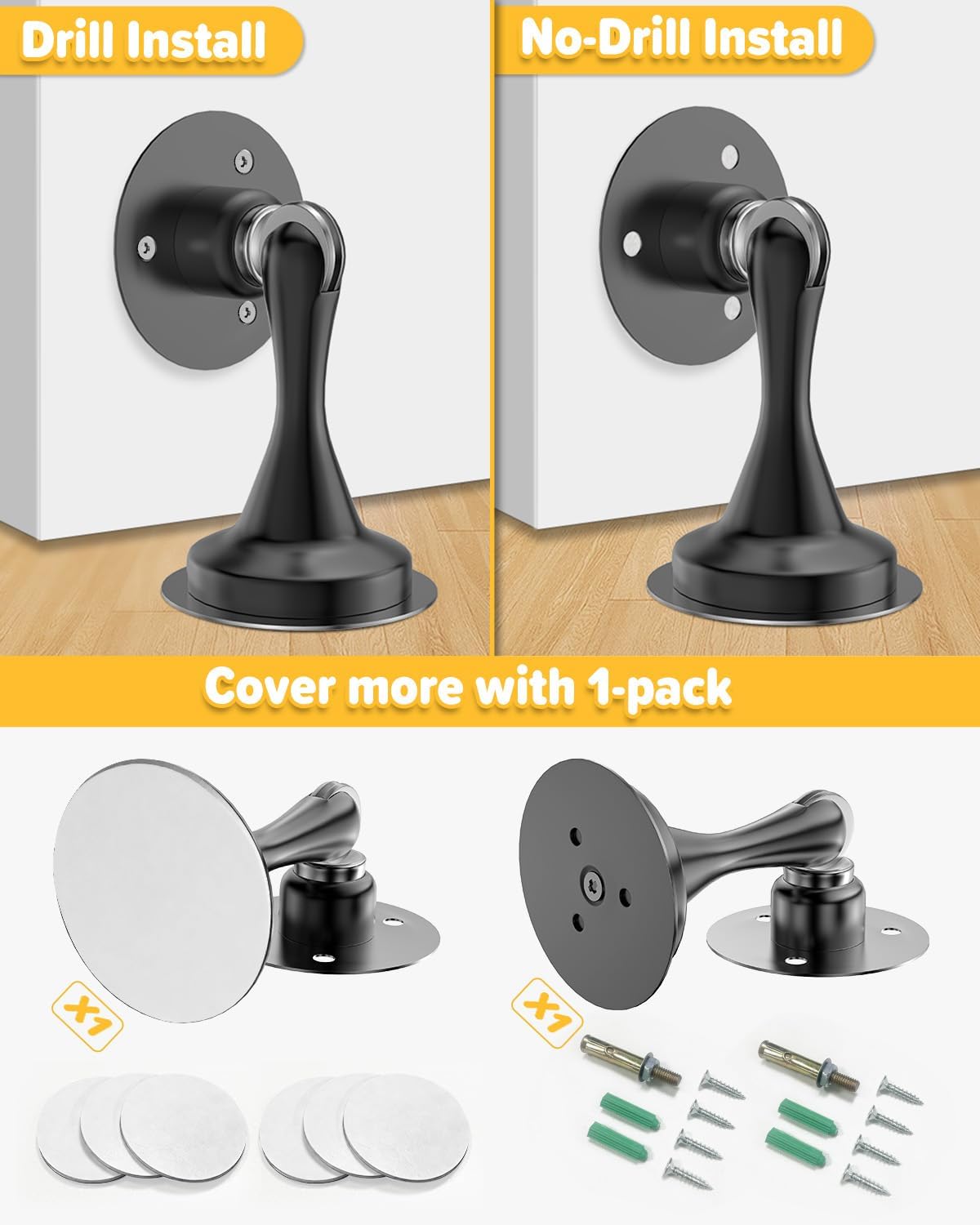 Thumbnail 3 de Magnetic Door Holder - Wall or Floor Mounted Stop for Patio, Indoors & Outdoor (1 Pack) by HELEMAN