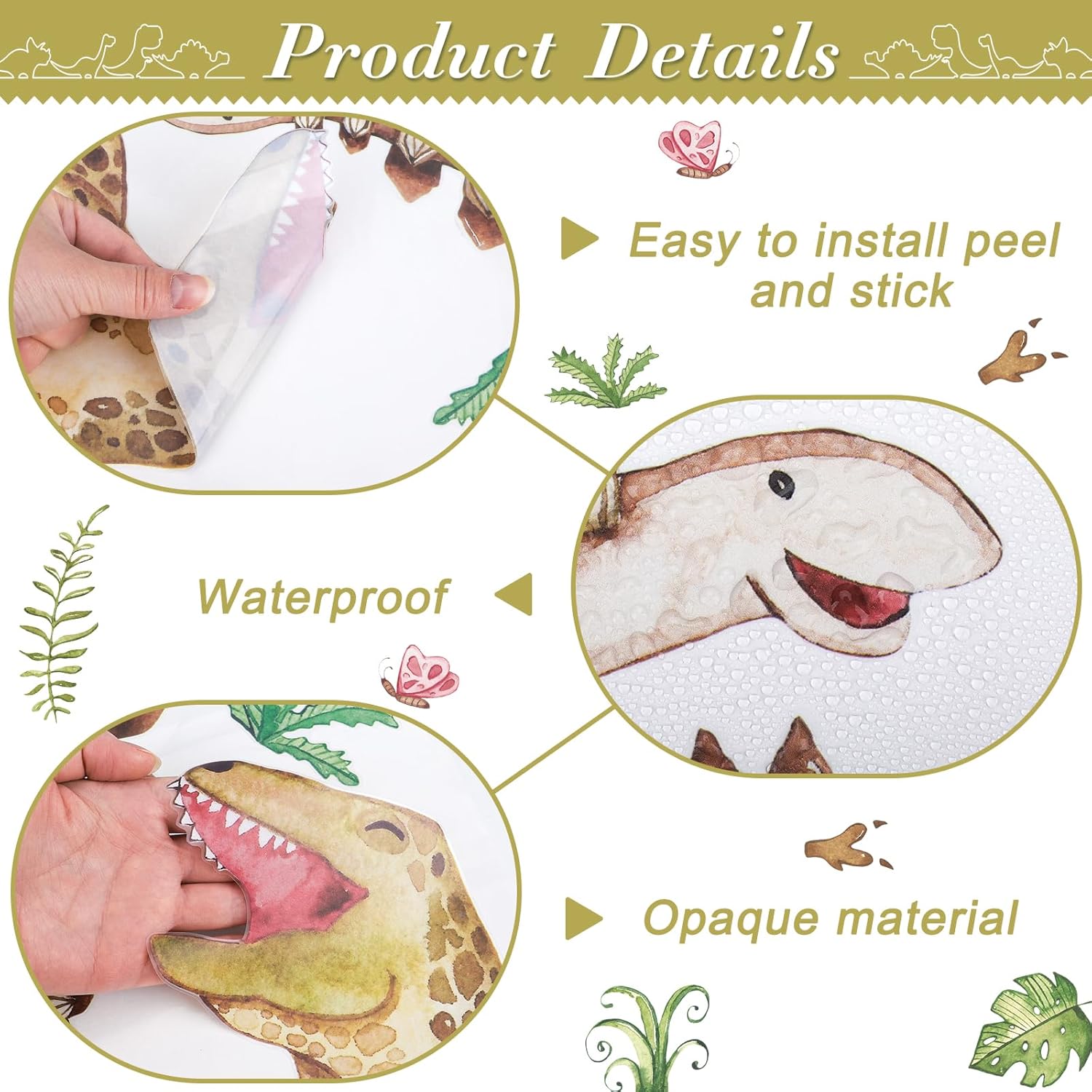 Thumbnail 2 de Watercolor Dinosaur Wall Stickers (Large) – Peel and stick dino wall decals for nurseries and playrooms