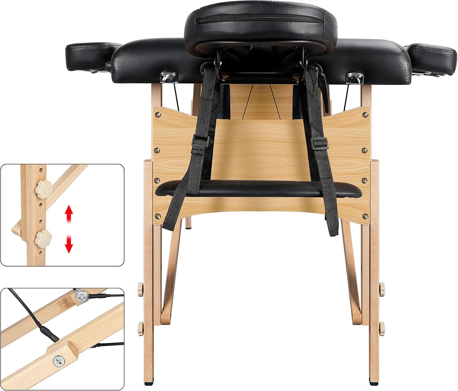 Thumbnail 6 de Yaheetech Mobile Massagetisch 2 Zonen – 70 cm Breite, höhenverstellbar, klappbar mit Tragetasche (schwarz)