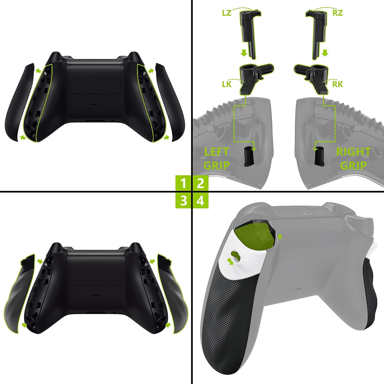 Detalle de eXtremeRate Flexor Rubberized Side Rails Grips Trigger Stop Kit for Xbox Series X/S Core Controller