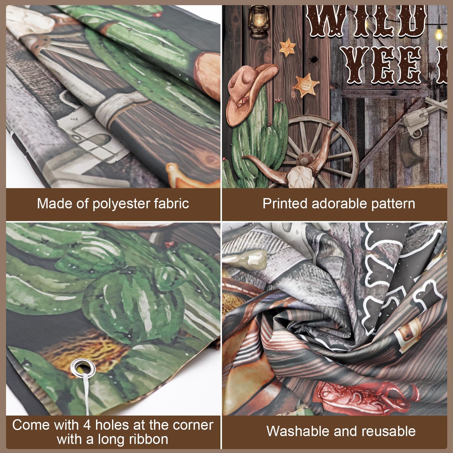 Thumbnail 3 de Western Party Decorations Wild West Yee Haw Banner 5.9x3.6ft 🎉