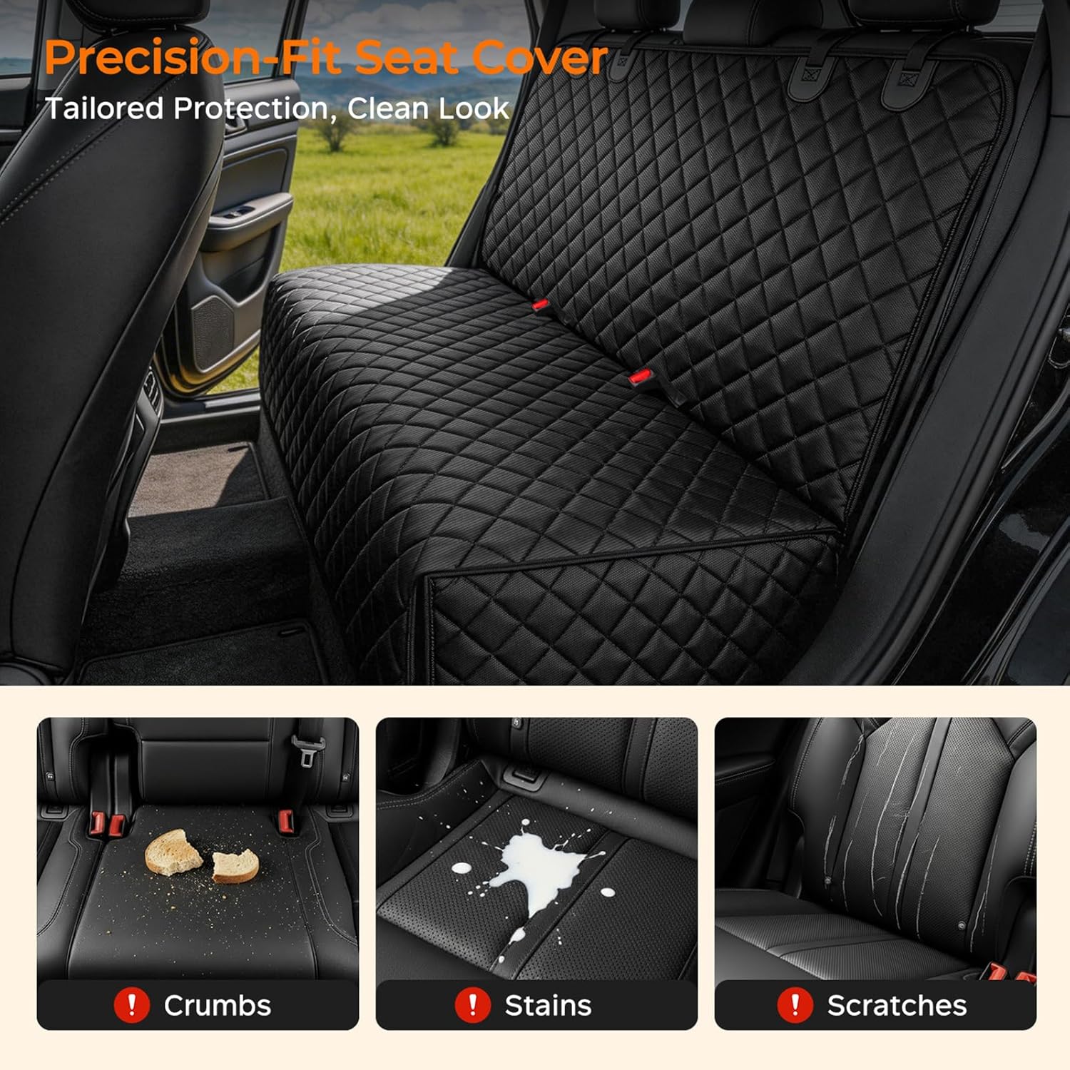 Thumbnail 1 de URPOWER Dog Car Seat Cover for Back Seat (Waterproof, Non-Slip) — Black