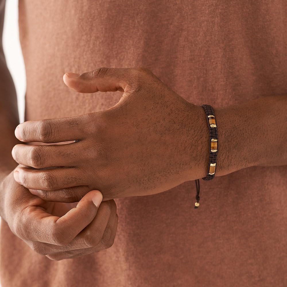 Thumbnail 1 de Fossil Herren-Edelstahl-Perlenarmband mit Schieberverschluss