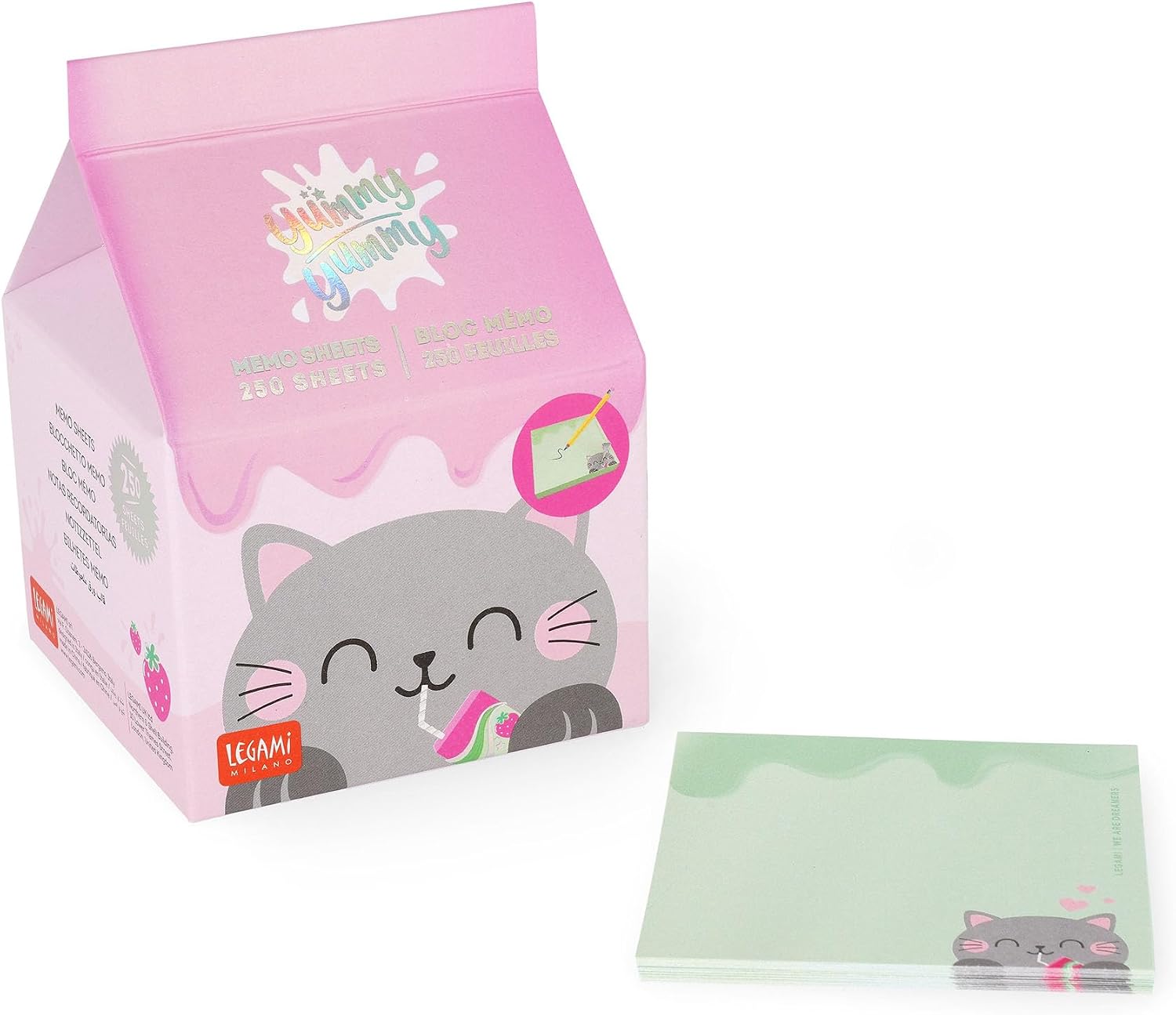 Detalle 1 de Legami Yummy Yummy Memo Kitty – anteckningsblock med 250 löstagbara ark