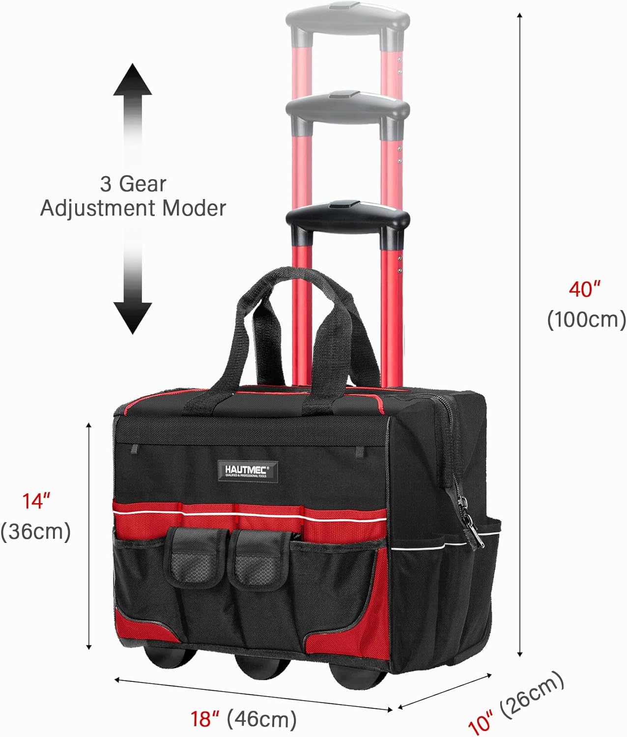 Thumbnail 2 de HAUTMEC 18" Rolling Tool Bag with Wheels (HTTBM25004)