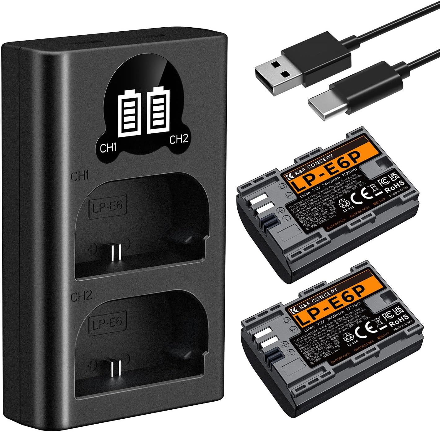 Detalle de K&F CONCEPT LP-E6P Batteria 2400mAh per Canon