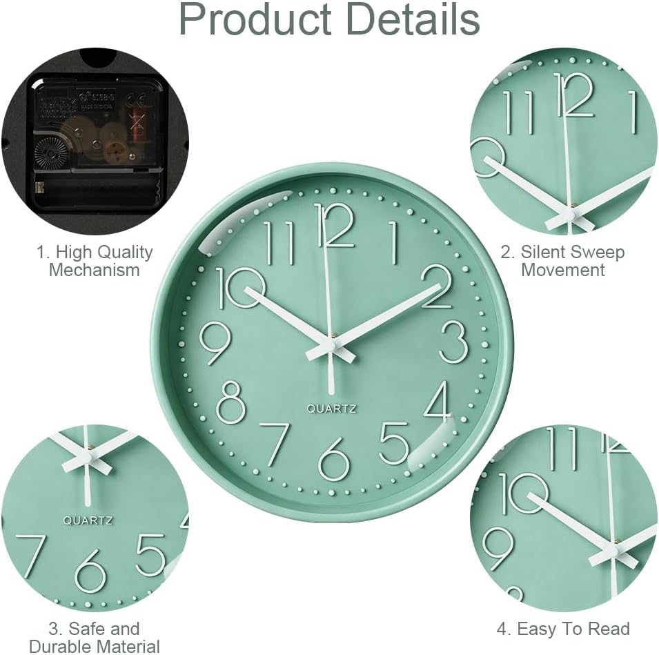 Thumbnail 2 de Aolso Horloge Murale Design Moderne 20 cm – 8 pouces, Silencieuse et Durable
