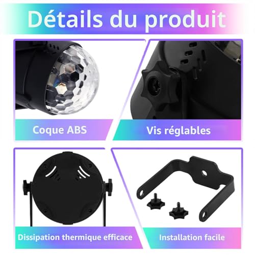 Thumbnail 7 de Boule Disco SEBRUANC Mini LED Party Lights (2 pièces) – LED RGB 3W avec télécommande, contrôle musique