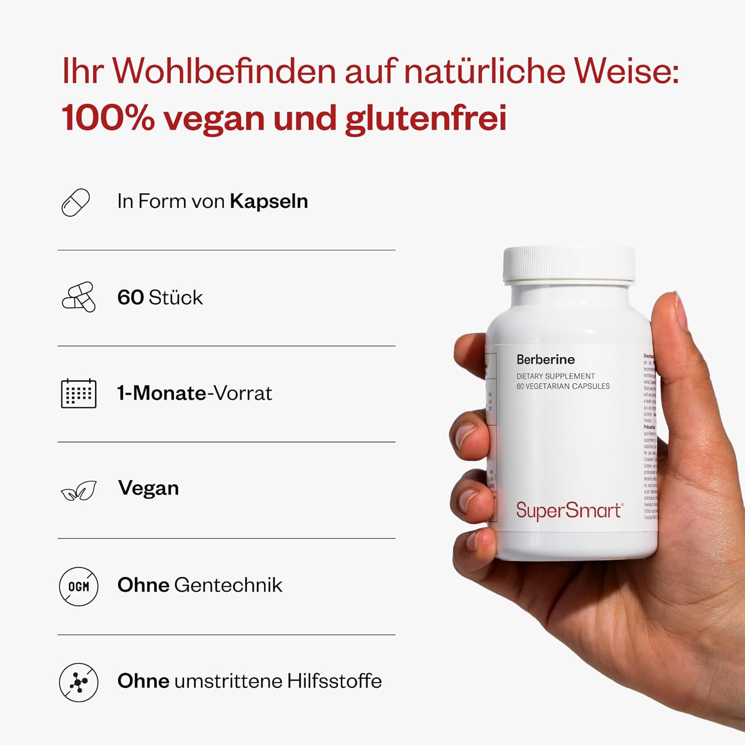 Thumbnail 4 de Berberine – Berberis-vulgaris-Extrakt standardisiert auf 97% Berberin | Veganes Nahrungsergänzungsmittel, 60 Kapseln (SUPERSMART)