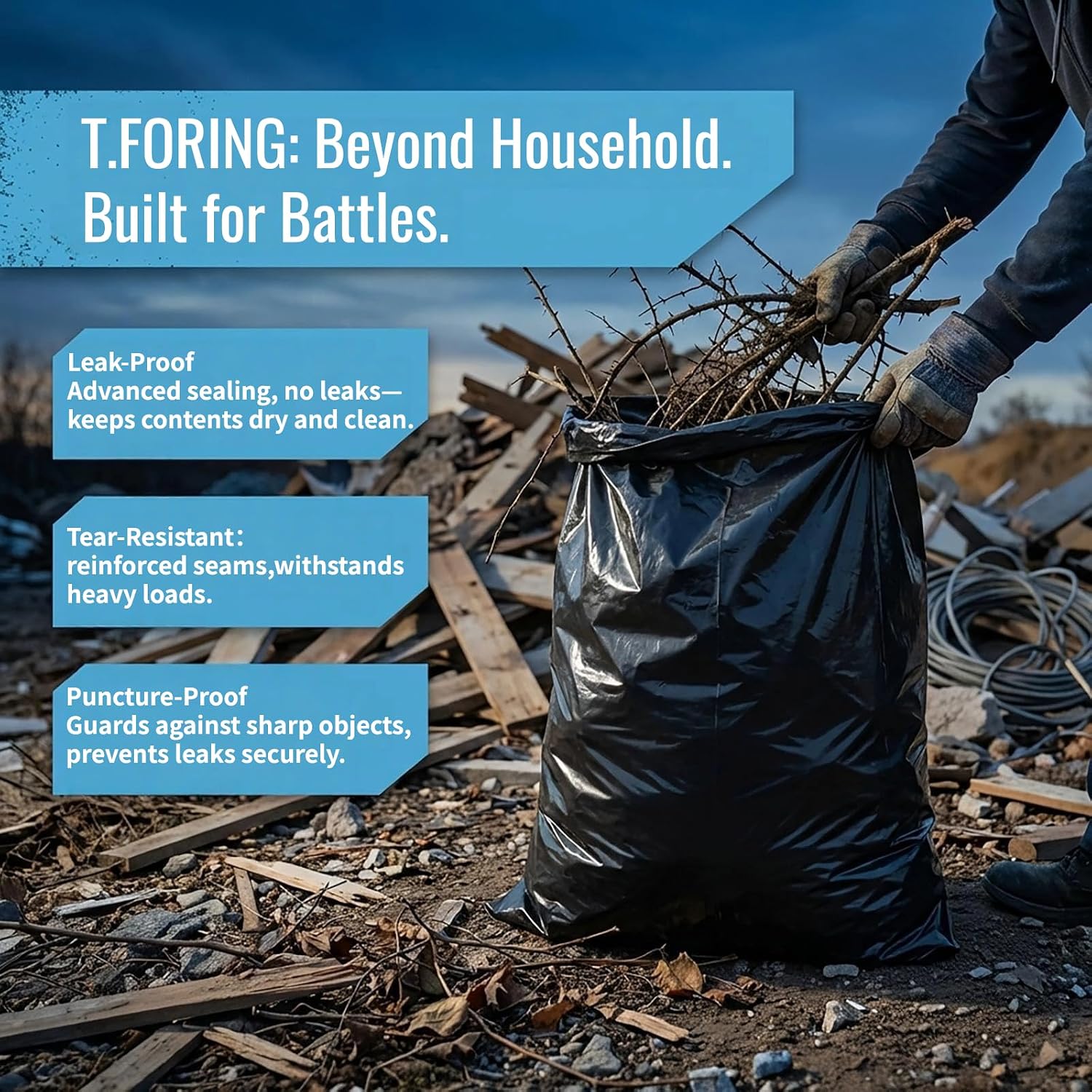 Thumbnail 5 de T.FORING 50-55 Gallon Trash Bags Unscented — 40" x 50", 120 Count