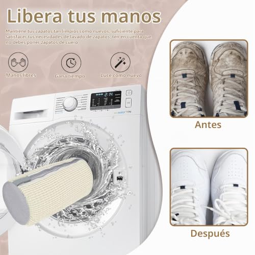 Detalle de FOREDOO 2 en 1 Bolsa Lavadora Zapatillas: limpieza 360° y doble bolsillo
