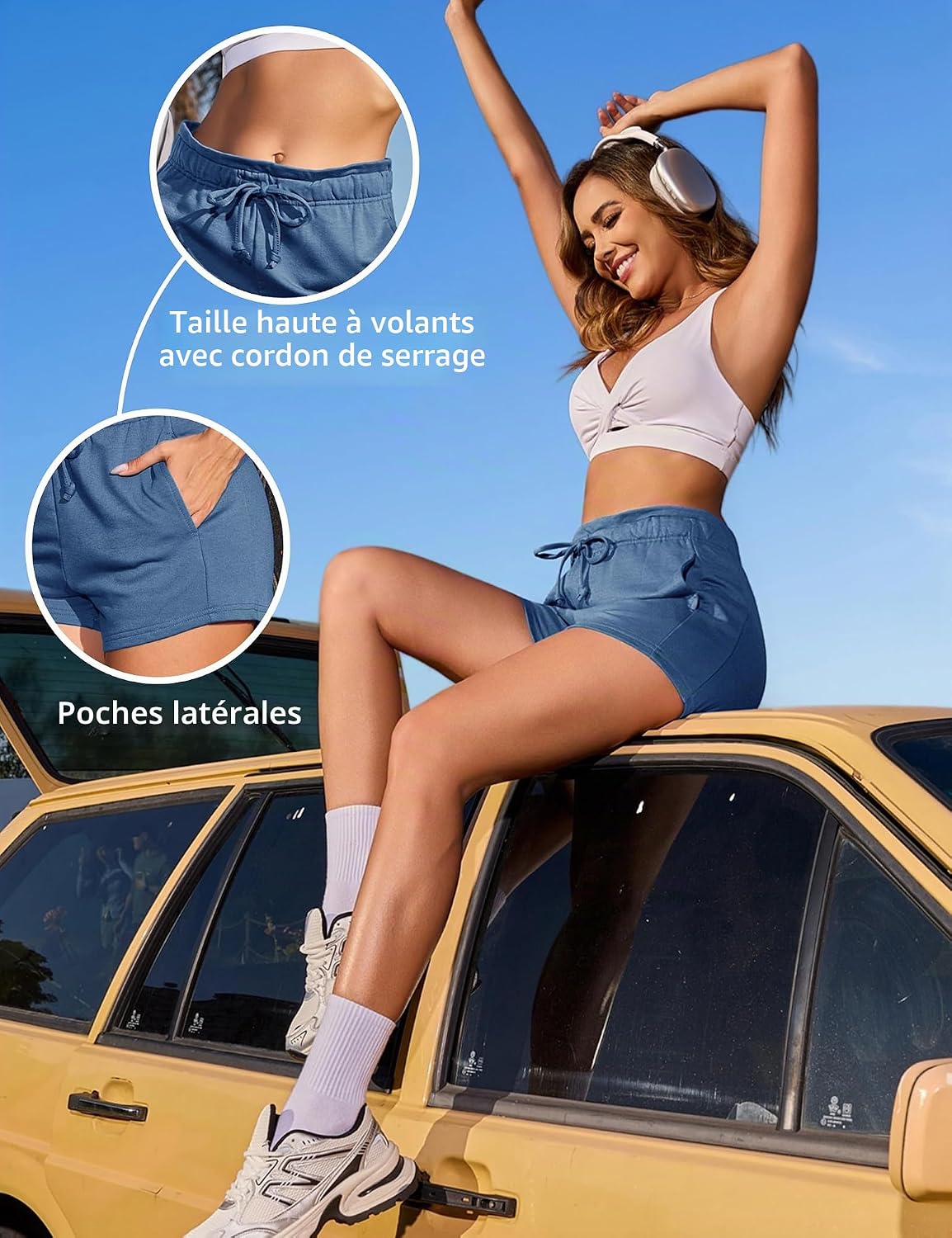 Thumbnail 4 de Leversic Femme Bermuda Pantalon Court Été – Short de sport polyvalent avec cordon et poches