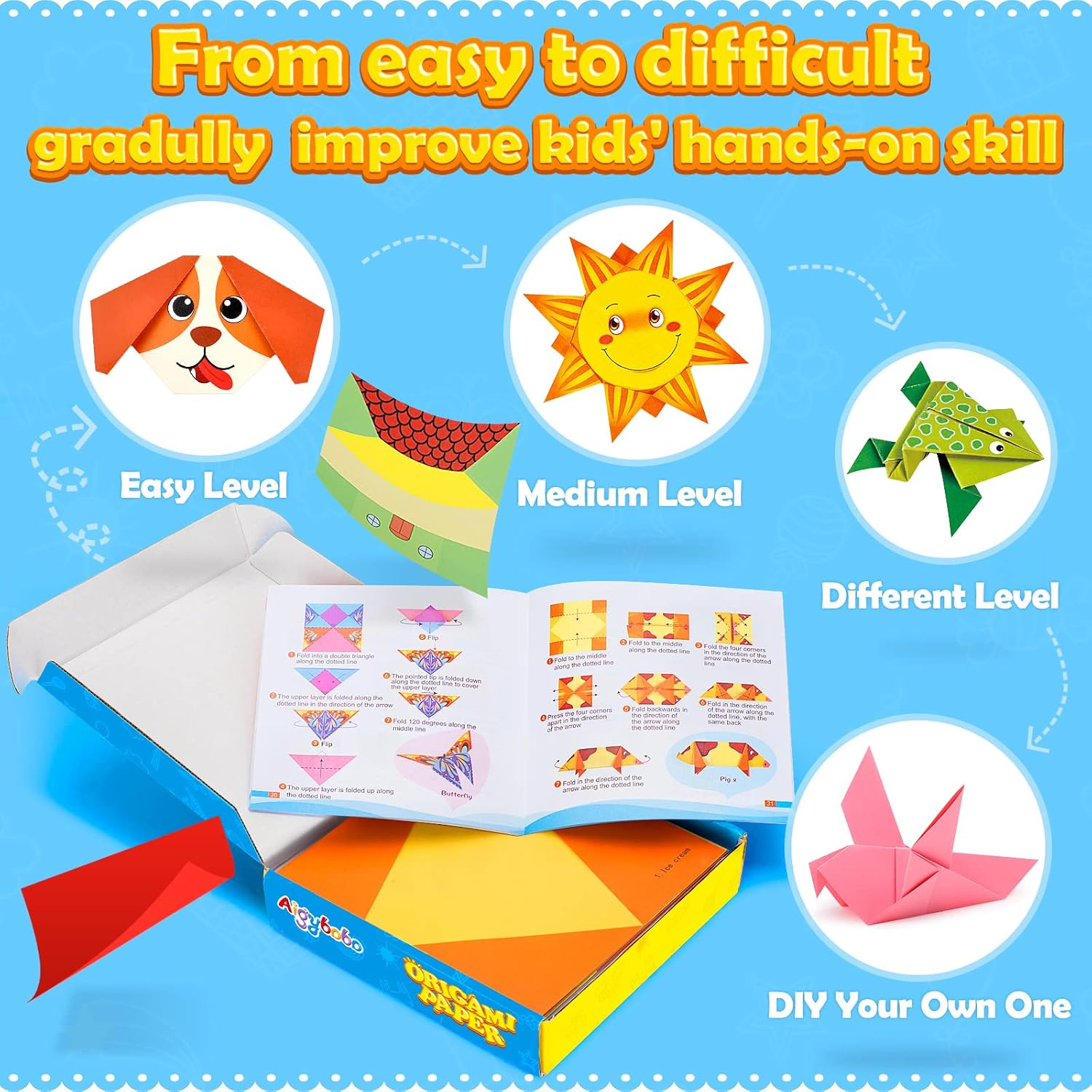Thumbnail 4 de Aigybobo 308-Sheet Origami Paper Kit for Kids with 54 Patterns