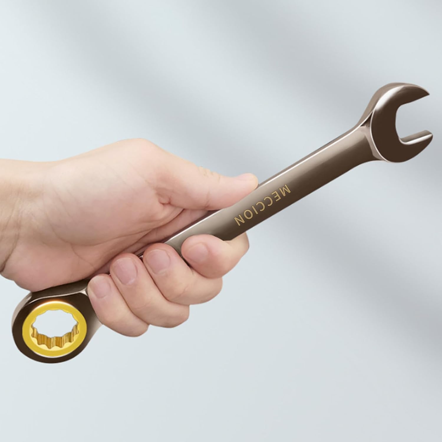 Detalle de Meccion 21mm Fixed Head Ratchet Spanner – Chrome Vanadium Steel, Black Nickel Plated Combination Wrench