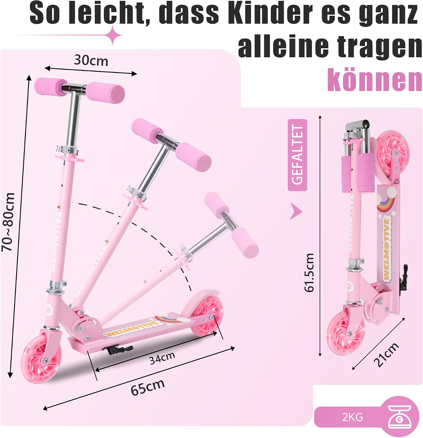 Thumbnail 5 de Roller Kinder 2 Räder LED Klappbar