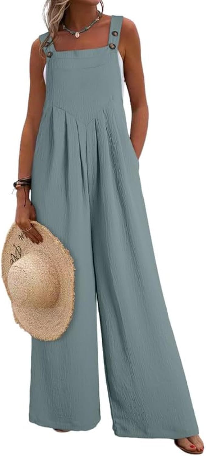 Thumbnail 5 de Dokotoo Women's Casual Loose Overalls Jumpsuits One Piece Sleeveless Wide Leg Long Pant Rompers With Pockets