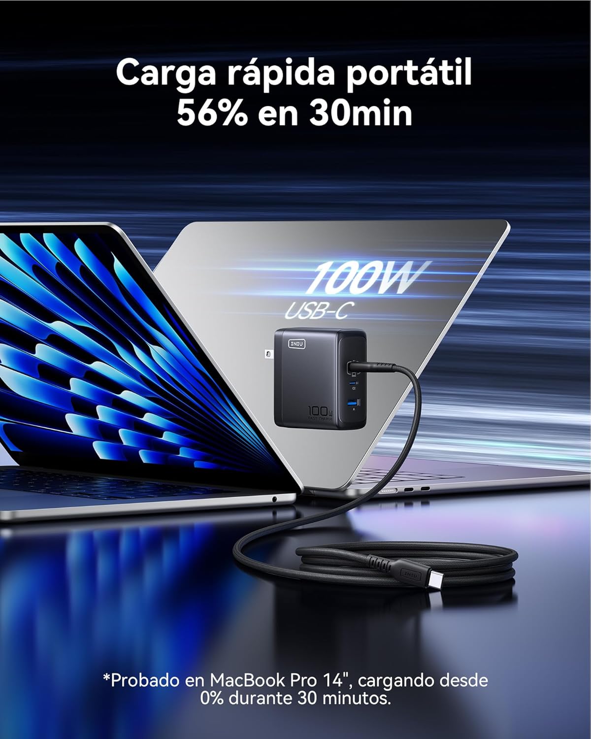 Thumbnail 1 de INIU 100W Cargador USB C ⚡ Carga Rápida para MacBook y Galaxy