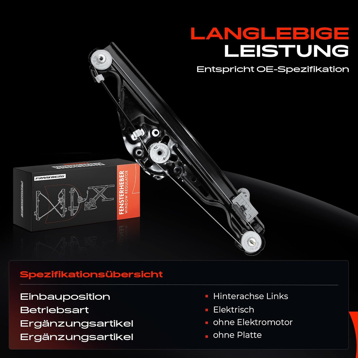 Detalle de Frankberg Fensterheber Elektrisch Ohne Motor – Hinten links, passend für BMW 5er E60/E61 (2003–2010)