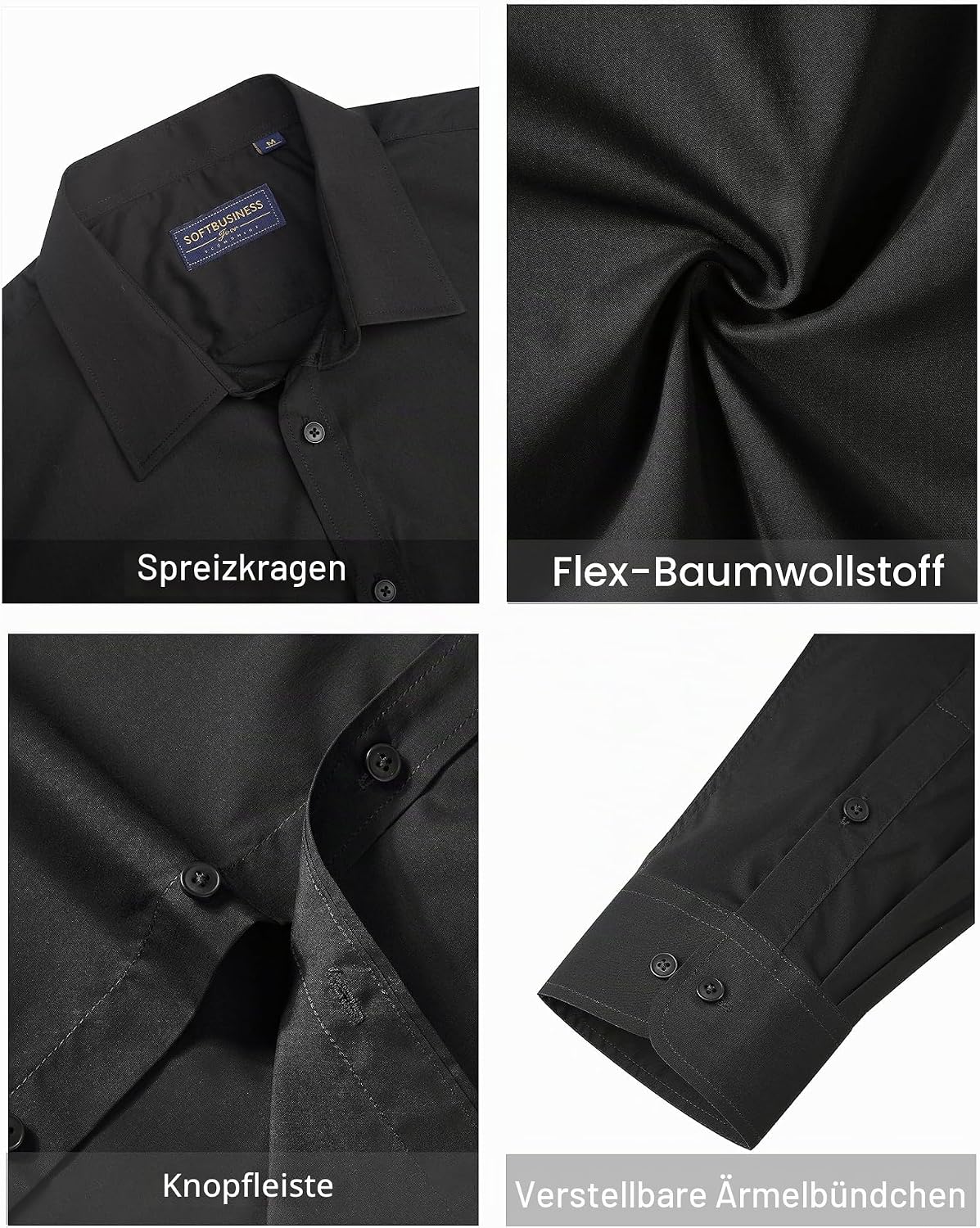 Detalle de J.VER Herren Hemd Fleckenschutz Regular Fit Langarm – Klassisch, Bügelleicht