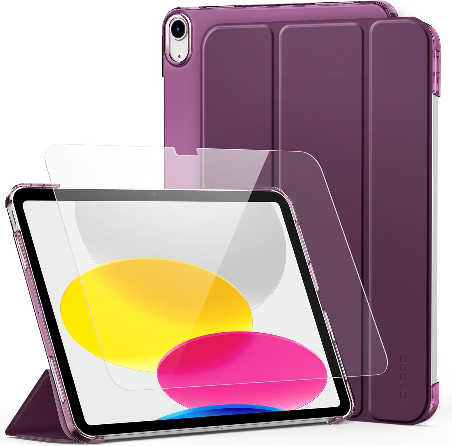CACOE Case for iPad A16 11th/10th Gen with Screen Protector (11/10.9in) – Dark Purple