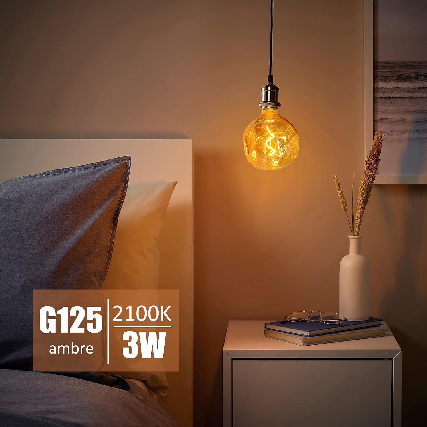 Detalle de KANQIAO G125-3W-1P-HPS-1 E27-ledlamp, 3 W, amber en dimbaar