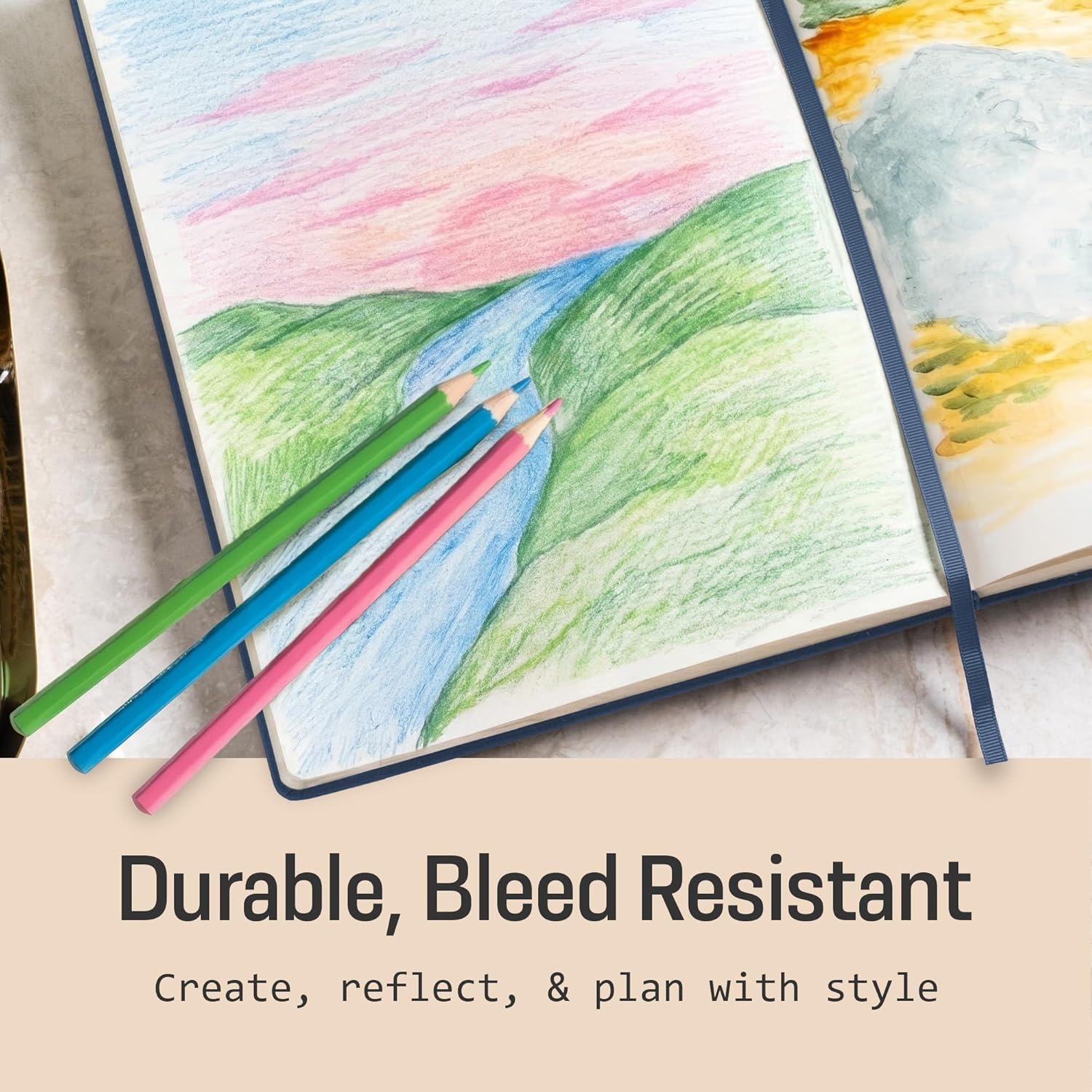 Detalle de Brownstone Journals A5 Sketch Book Hardcover – 80 Sheets, 100 GSM, Symphony Blue
