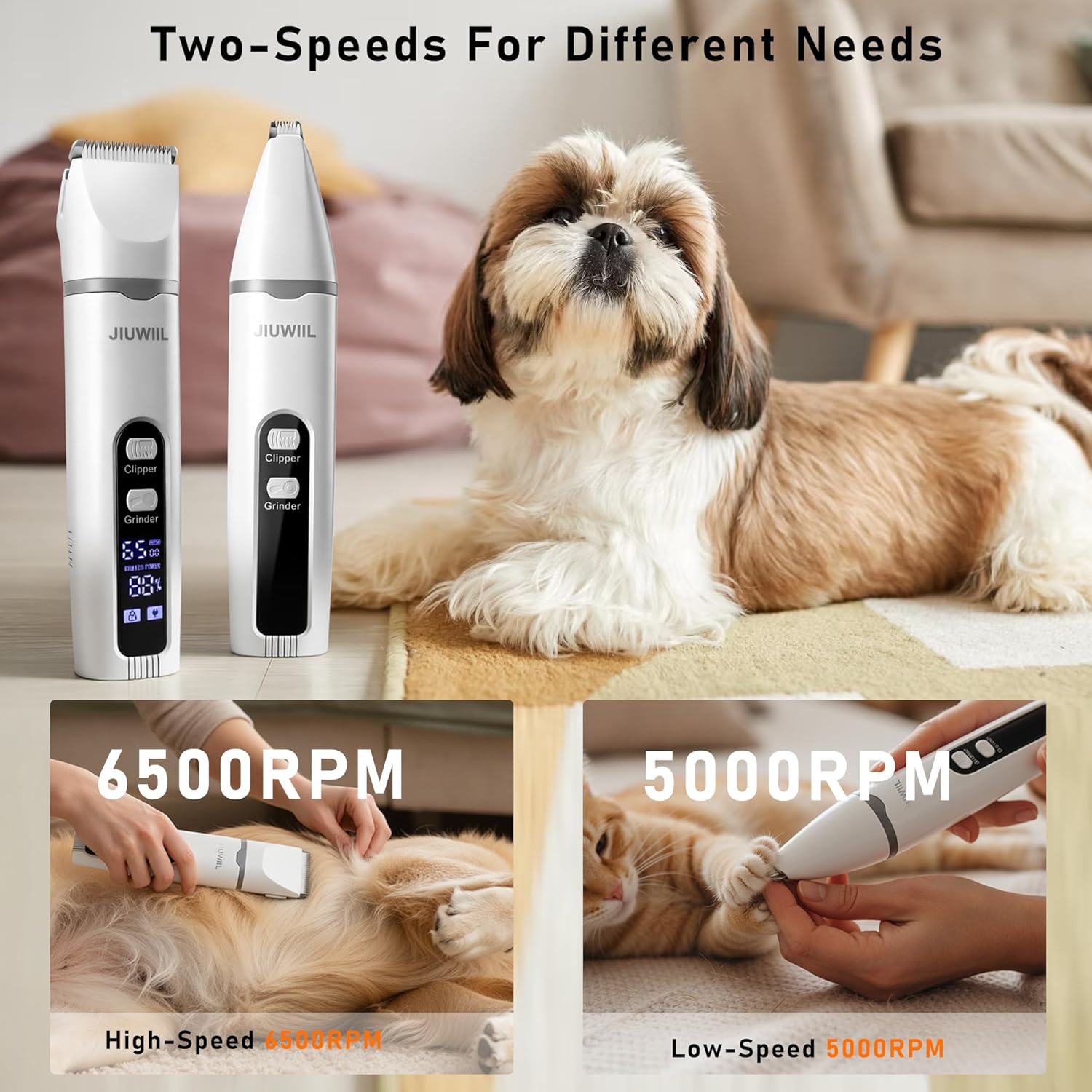 Thumbnail 1 de JIUWIIL 4-in-1 Hundepflege-Set mit Hundeschermaschine, LCD-Display & Trimmerköpfen