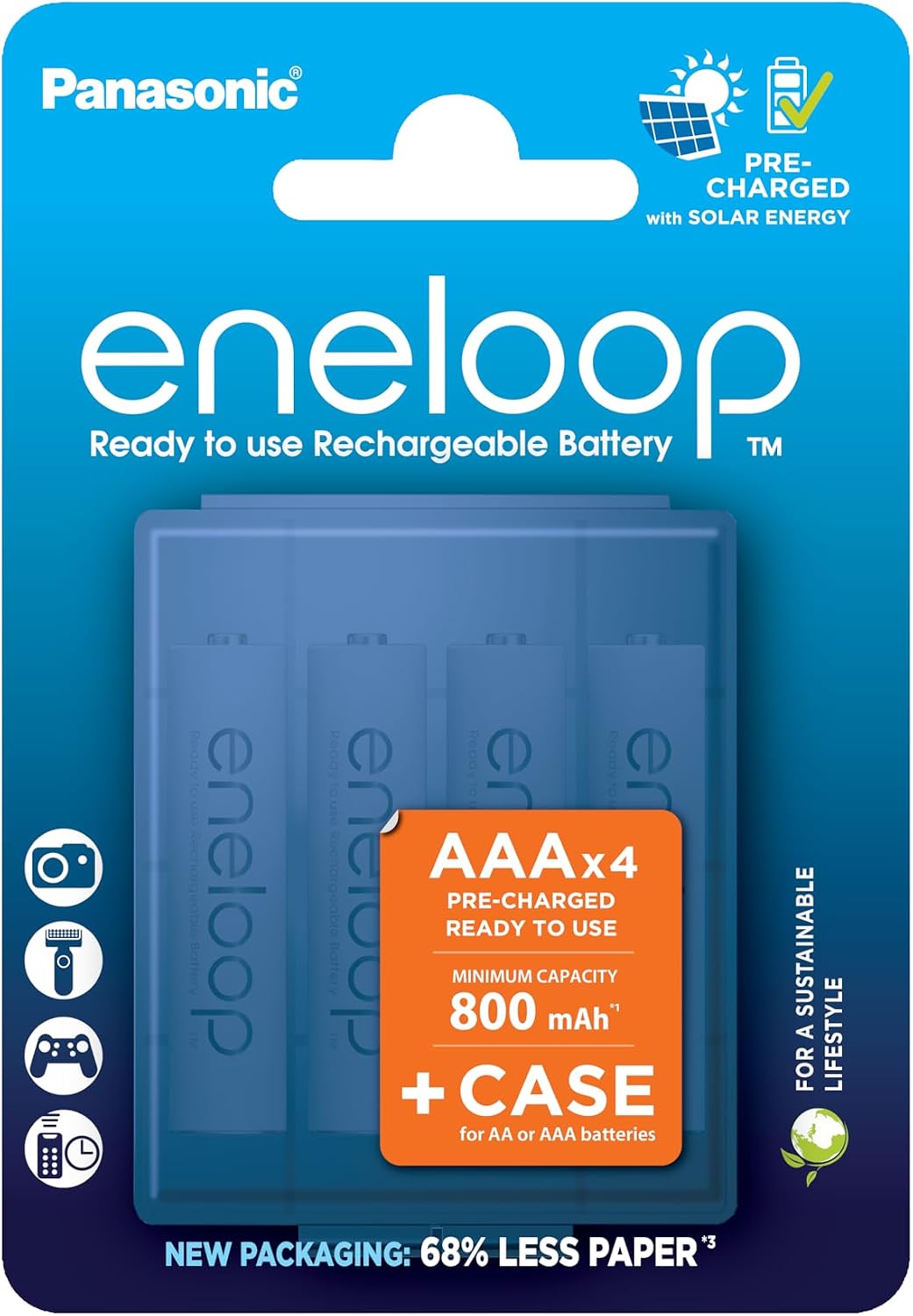 Detalle de Panasonic eneloop BK-3MCDE/4BE AA Ni-MH-batterijen, 2000 mAh, 4-pack