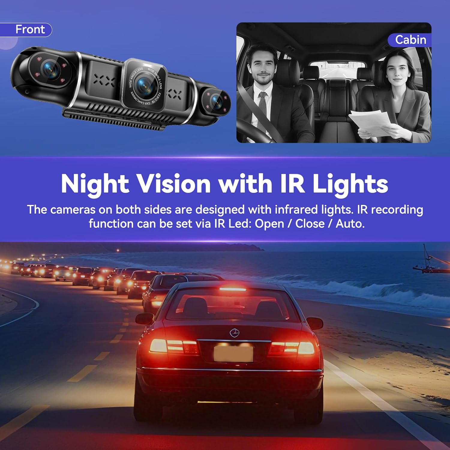 Detalle 2 de 4K Dashcam Auto vorne hinten – 4-Kanal-Überwachung mit WLAN, G-Sensor & Parkmodus