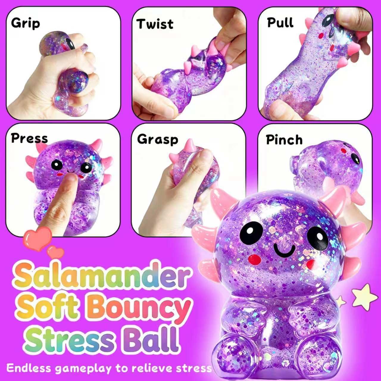 Thumbnail 2 de Axolotls Squishies Fidget Stress Ball (Purple) – Cute Sitting Axolotl Toy for Stress Relief