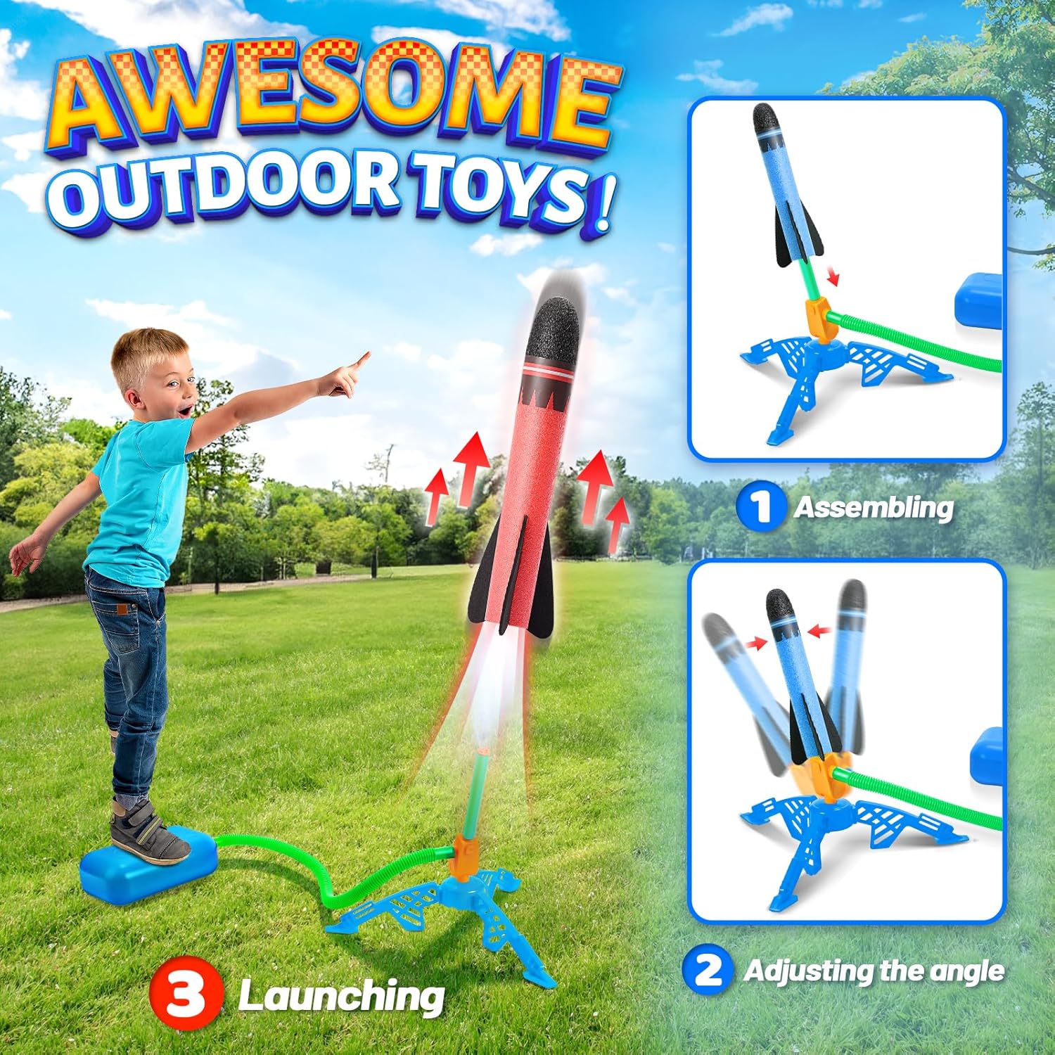 Thumbnail 1 de HappyGoLucky Foam Rockets 4pcs Launcher 50ft