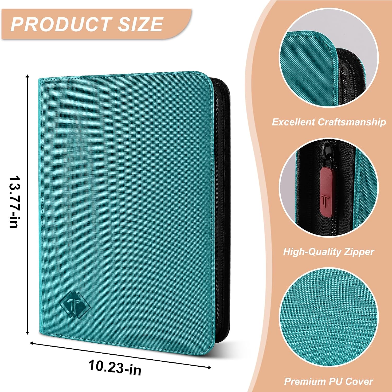 Detalle de Trading Card Binder: 432-Pocket Album for MTG, Baseball & Sports Cards (Teal)