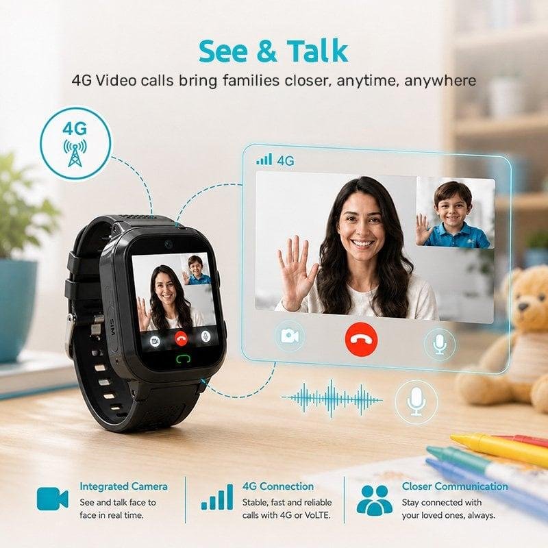 Detalle de Nilait Kids Watch Safe GPS Smartwatch 4G: videollamadas, SOS y control parental en negro