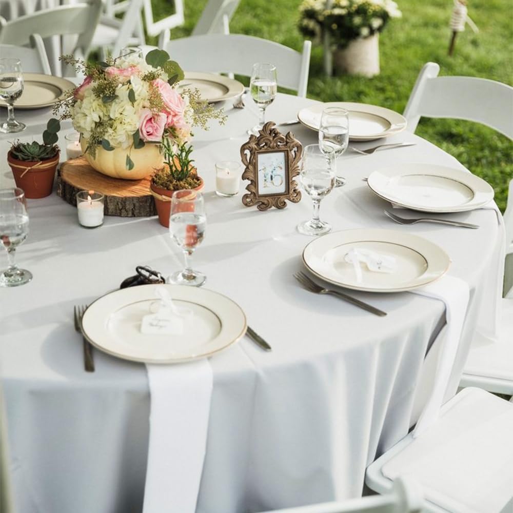 Thumbnail 6 de 10 Pack White Round Tablecloths 120" stain-resistant 🍽