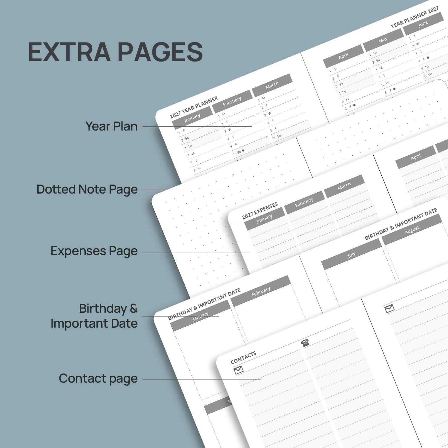 Detalle 1 de POPRUN Pocket Planner, 3.5" x 6.5