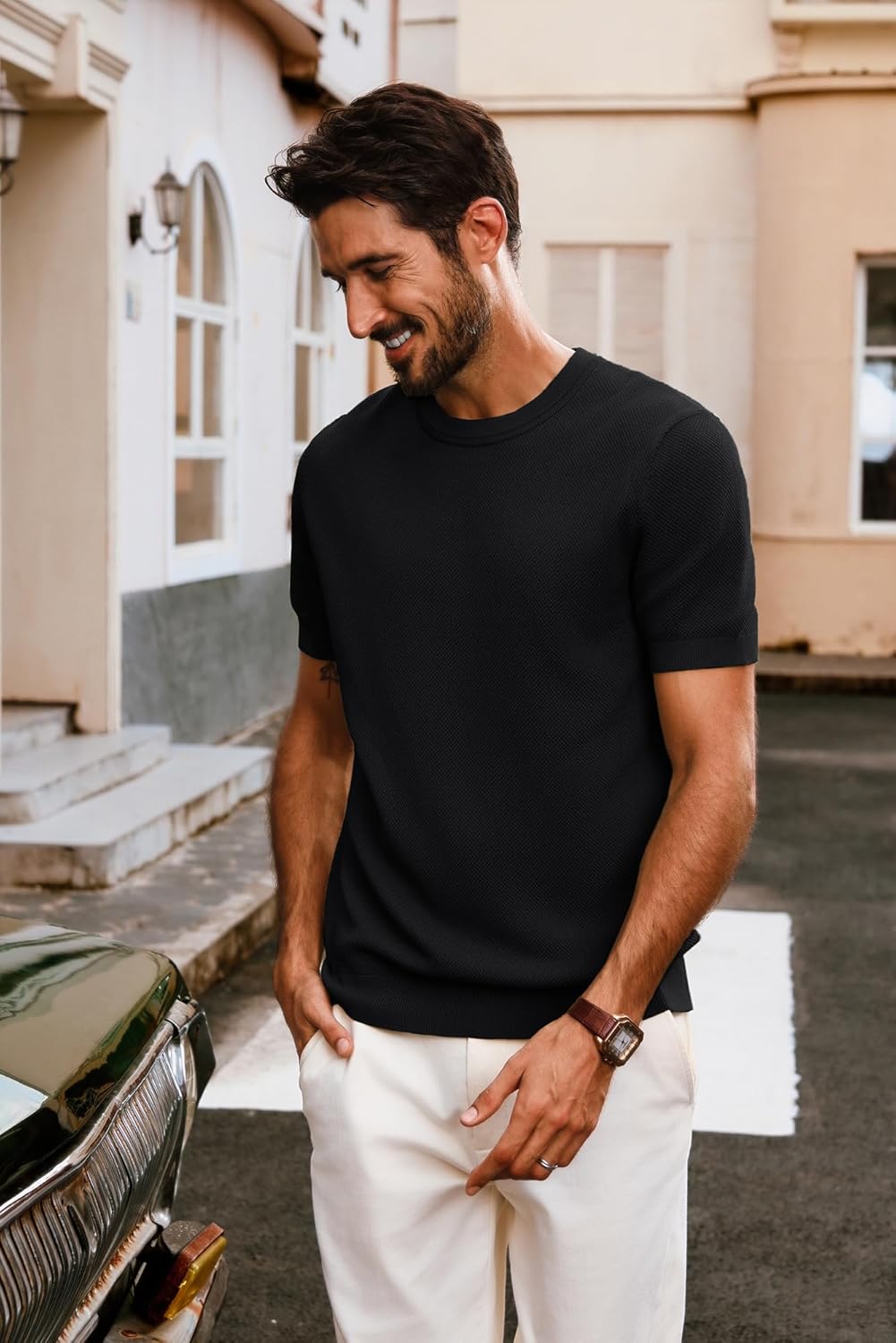 Thumbnail 1 de PJ PAUL JONES Herren Kurzarm Sommer-Strick-T-Shirt mit Rundhals