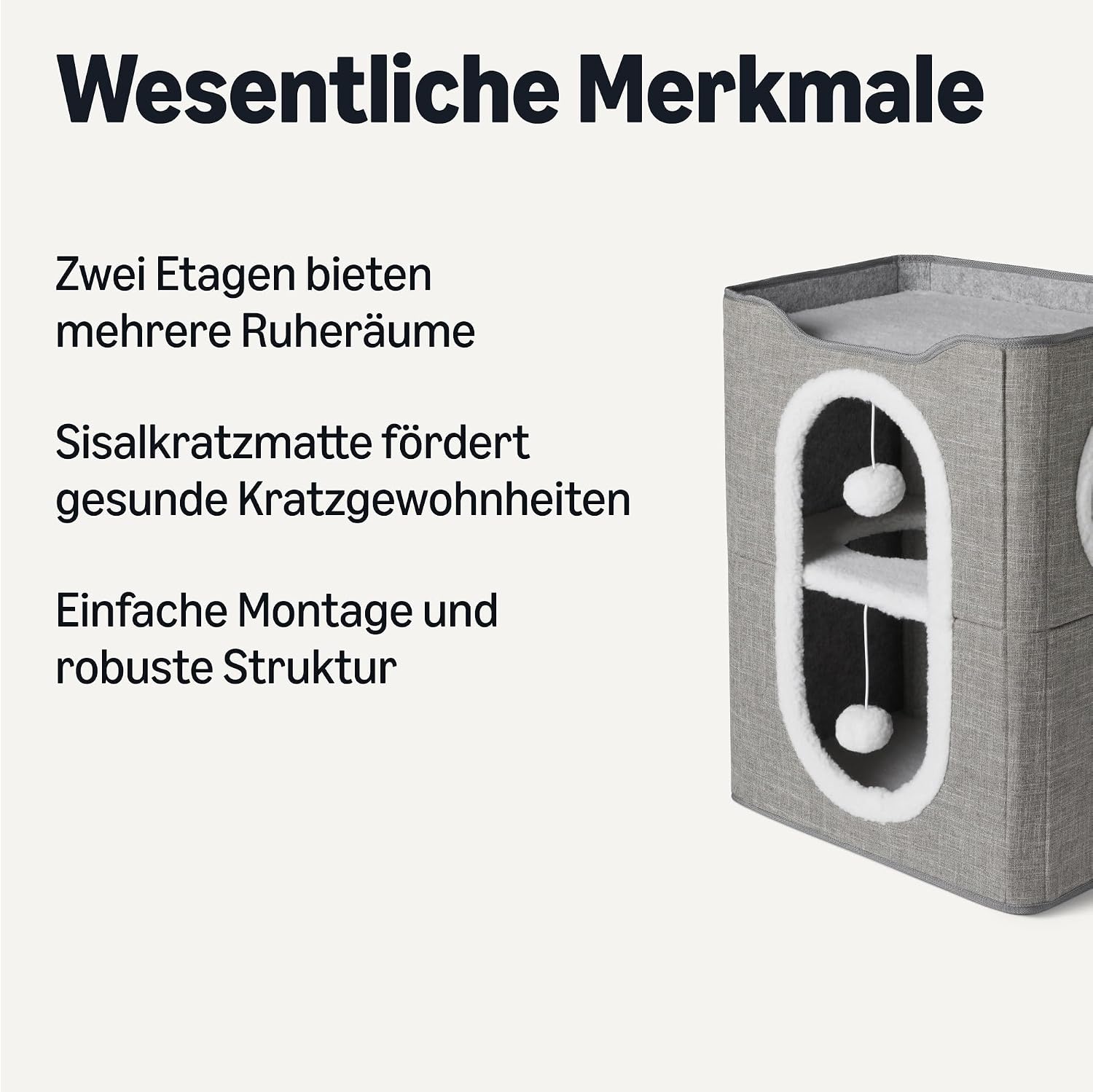 Detalle 2 de Amazon Basics Katzenhaus 2-stöckig, Grau đ±