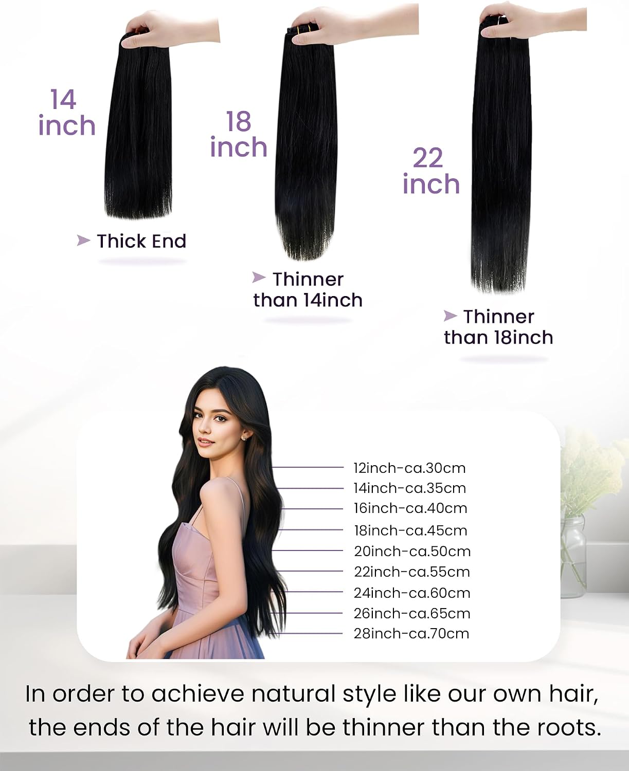 Detalle 2 de LaaVoo Clip-in Hair Extensions (Real Human Hair) Dark Brown Straight Balayage Mix, 12 Inch, #4/27/4, 80g (5pcs) — Double Weft