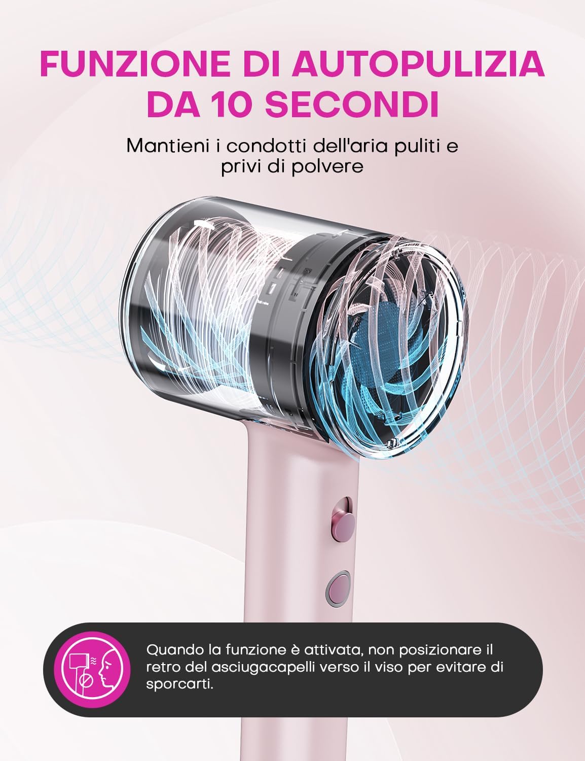 Thumbnail 5 de AROEVE Phon Capelli con Diffusore, ionico 1600W rosa da viaggio (110.000 giri/min)