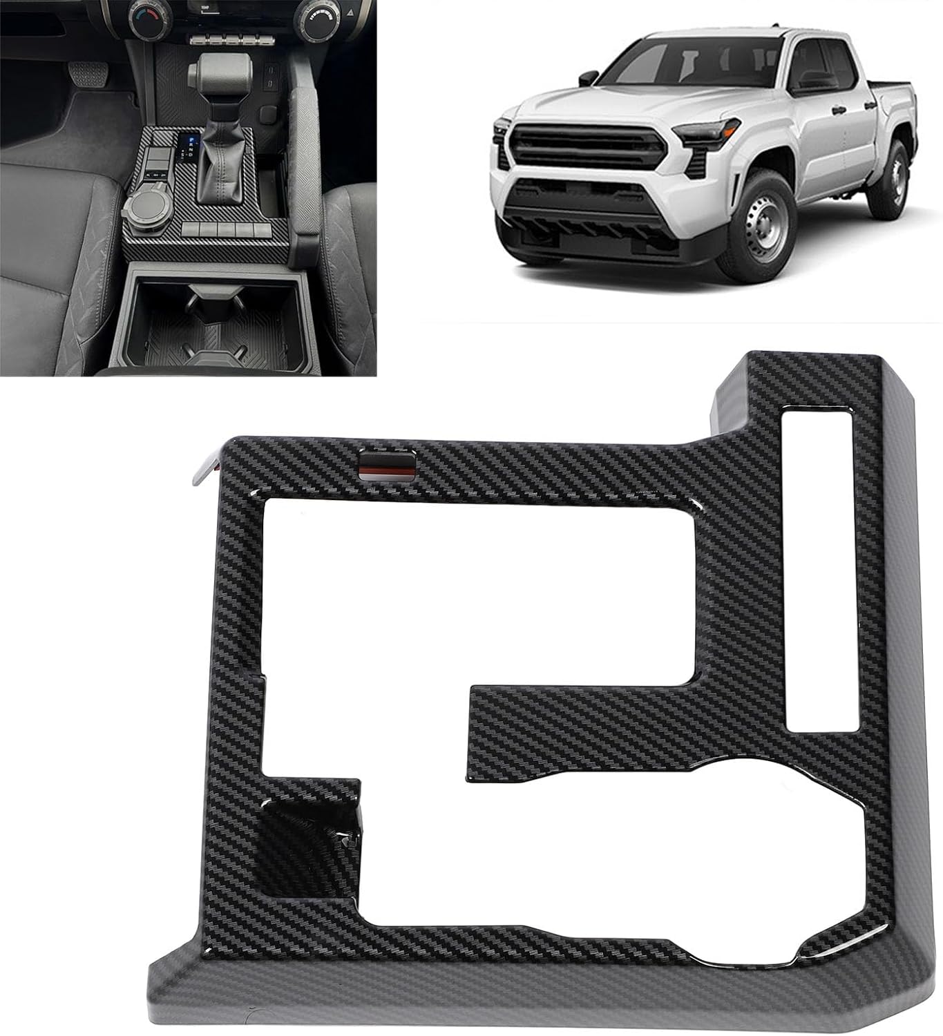 Detalle 2 de KIMISS Gear Shift Box Panel Cover for Tacoma 2024, Carbon-Fibre-Style ABS Trim