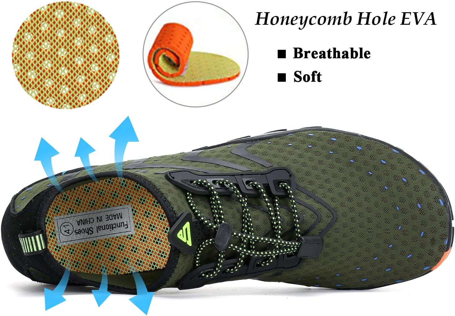 Detalle de SAGUARO Badeschuhe für Herren und Damen mit 7/9 Drainagelöchern – rutschfest & schnelltrocknend, Gr. 35–48
