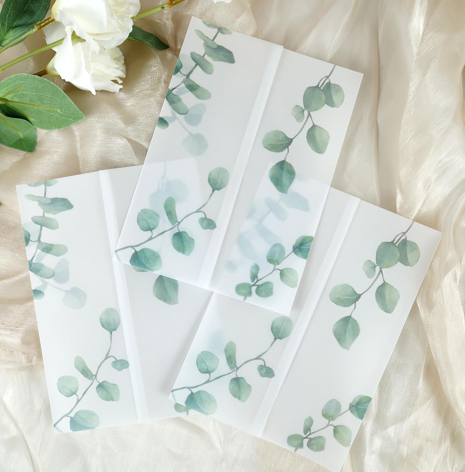 Detalle 2 de Puremigo – 50 półprzezroczystych obwolut na zaproszenia 5 × 7, papier welinowy 105 g/m²