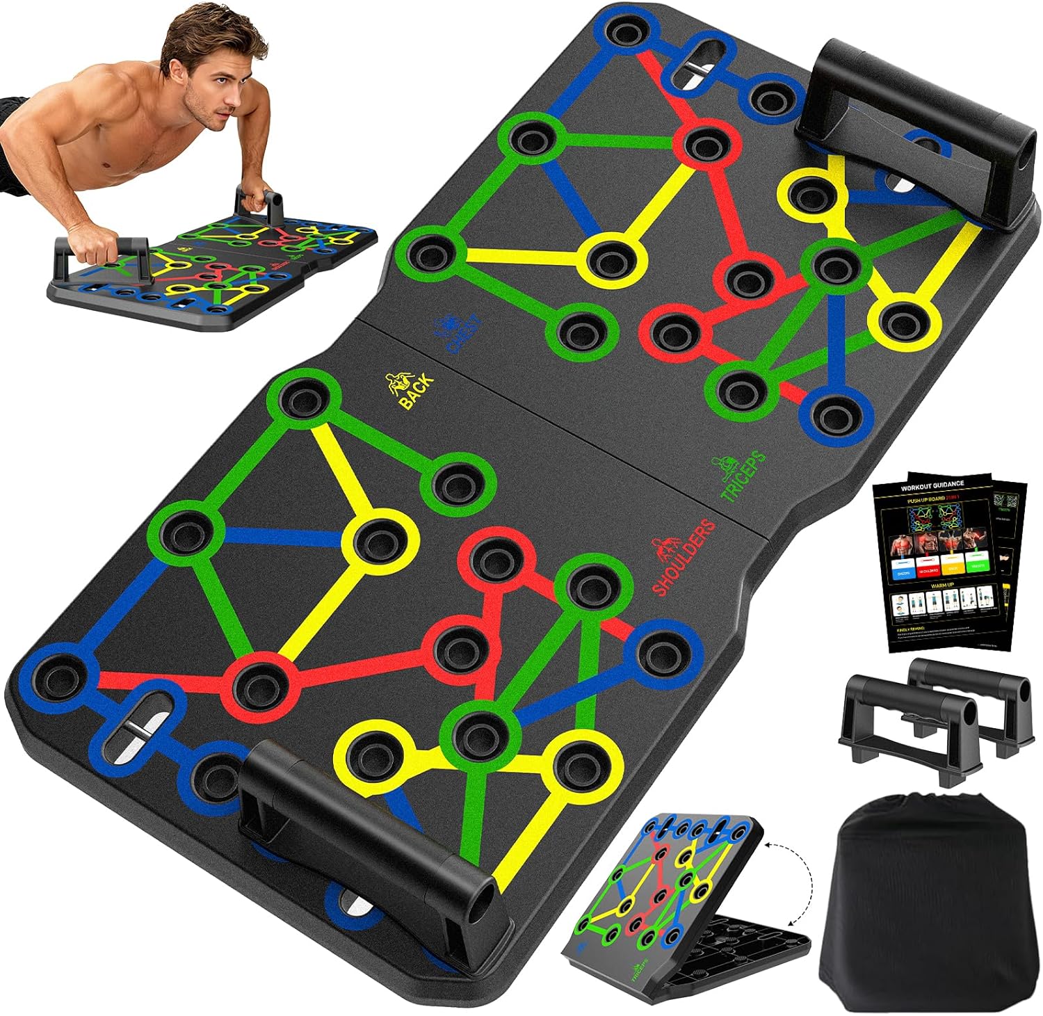 Detalle de AERLANG Push Up Board: Foldable 20-in-1 Home Gym for Upper Body Strength