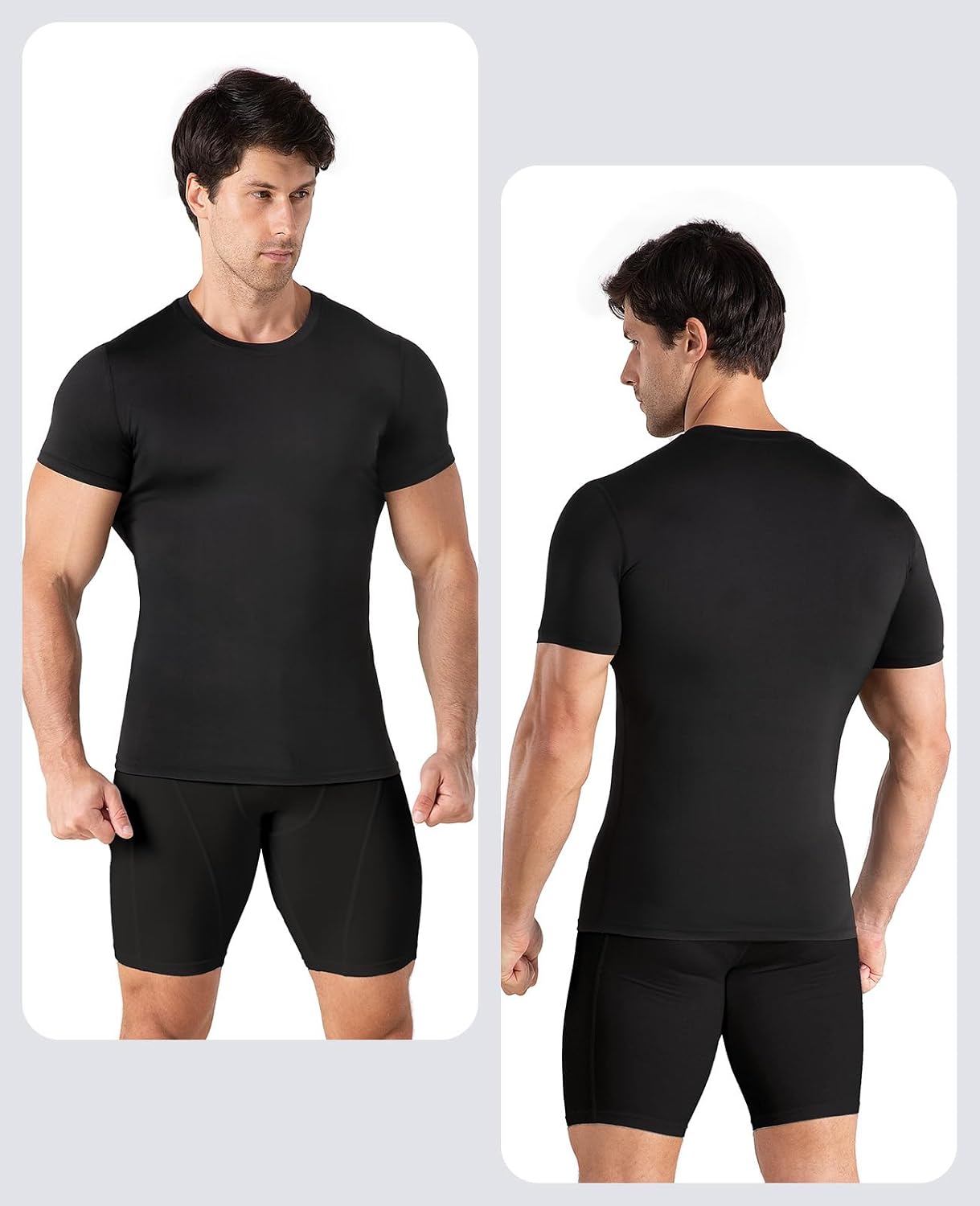 Detalle de Niksa Men’s Compression Shirt (3-Pack) – short sleeve gym & training base layer with quick-dry stretch