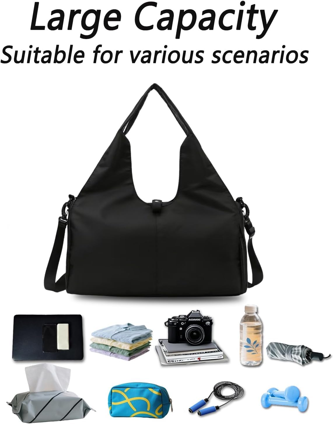 Detalle 2 de ROSSRORE Yoga Gym Bag for Women with Separate Shoes Compartment and Wet/Dry Pockets